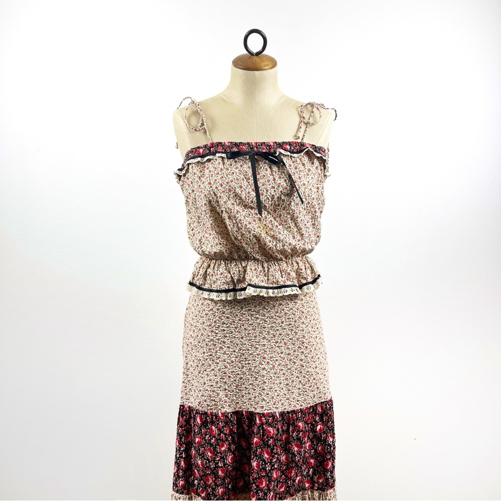 Vintage Handmade Cottagecore Boho Prairie Skirt Camisole Set